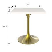 LeisureMod Verve Collection 24"Square Dining Table, Black/White/Brushed Gold Base with Black MDF Top - Elax Furniture
