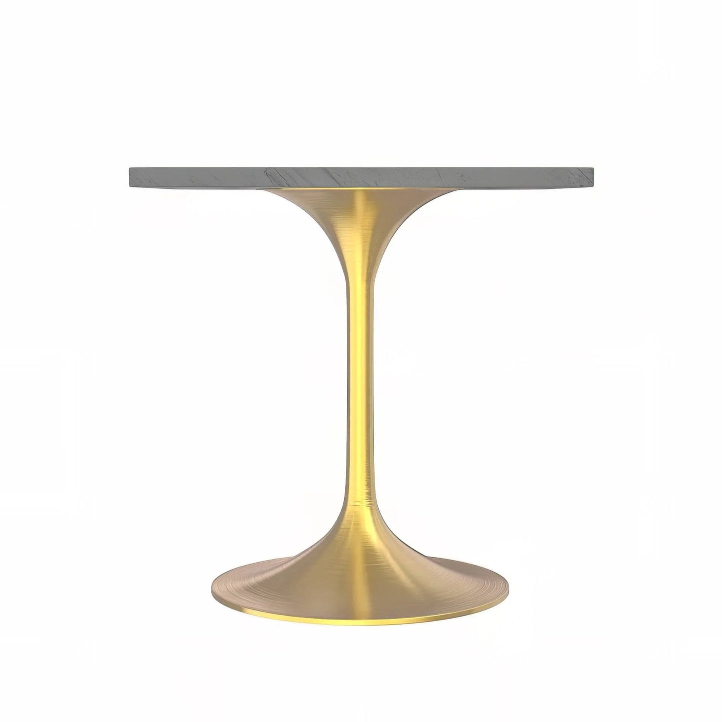 Verve Square Dining Table with a Laminated White Marbleized Tabletop and Brushed Gold Stainless Steel Base - Elax Furniture