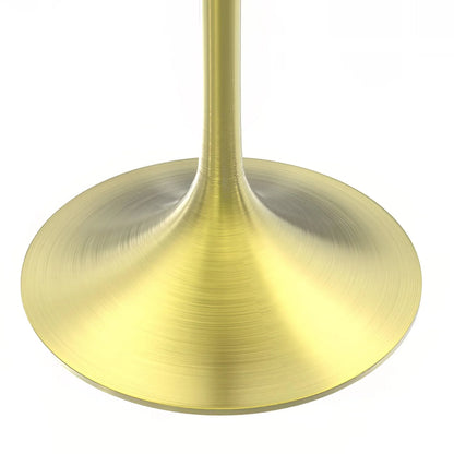 Verve Square Dining Table with a Laminated White Marbleized Tabletop and Brushed Gold Stainless Steel Base - Elax Furniture