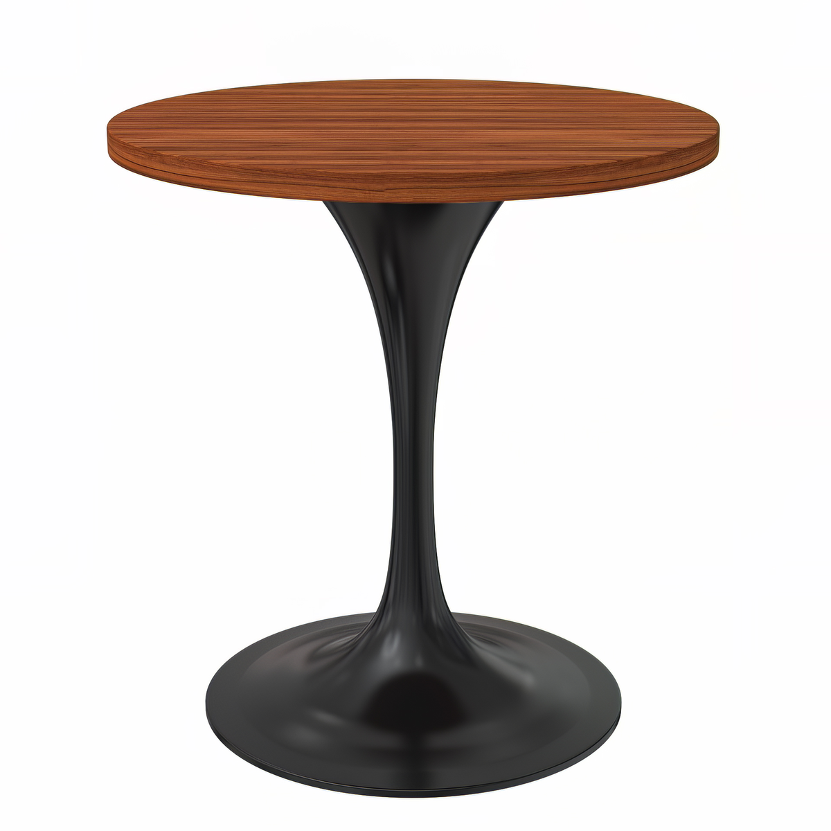 Verve Round Dining Table with MDF/Sintered Stone/Resin Tabletop in Black Stainless Steel Pedestal Base MDF 27 Inch Cognac Brown Dining Table Leisuremod