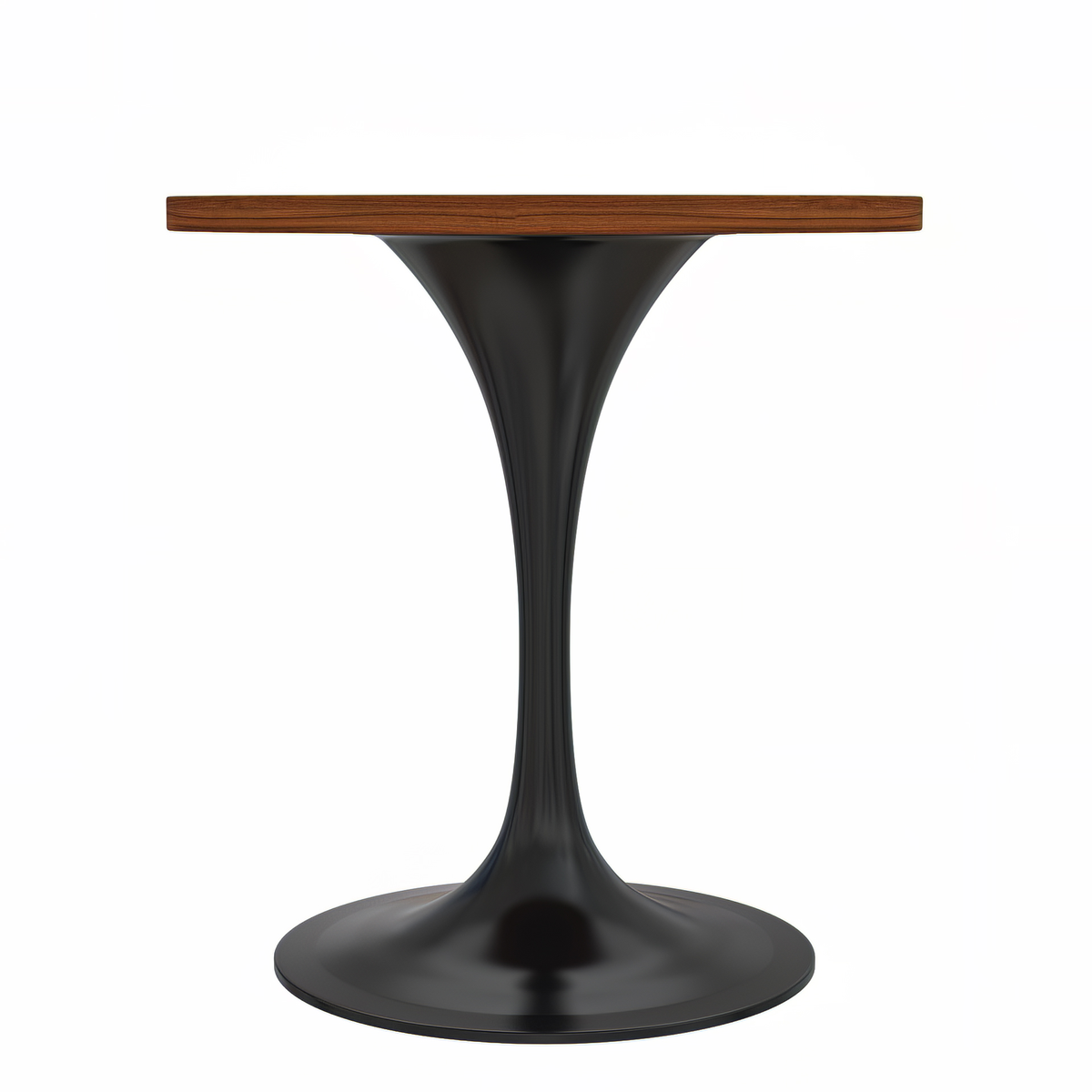 Verve Round Dining Table with MDF/Sintered Stone/Resin Tabletop in Black Stainless Steel Pedestal Base MDF 27 Inch Cognac Brown Dining Table Leisuremod