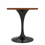 Verve Round Dining Table with MDF/Sintered Stone/Resin Tabletop in Black Stainless Steel Pedestal Base MDF 27 Inch Cognac Brown Dining Table Leisuremod
