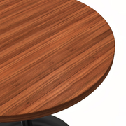 Verve Round Dining Table with MDF/Sintered Stone/Resin Tabletop in Black Stainless Steel Pedestal Base MDF 27 Inch Cognac Brown Dining Table Leisuremod