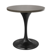 Verve Round Dining Table with MDF/Sintered Stone/Resin Tabletop in Black Stainless Steel Pedestal Base MDF 27 Inch Dark Maple Dining Table Leisuremod