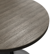 Verve Round Dining Table with MDF/Sintered Stone/Resin Tabletop in Black Stainless Steel Pedestal Base MDF 27 Inch Dark Maple Dining Table Leisuremod