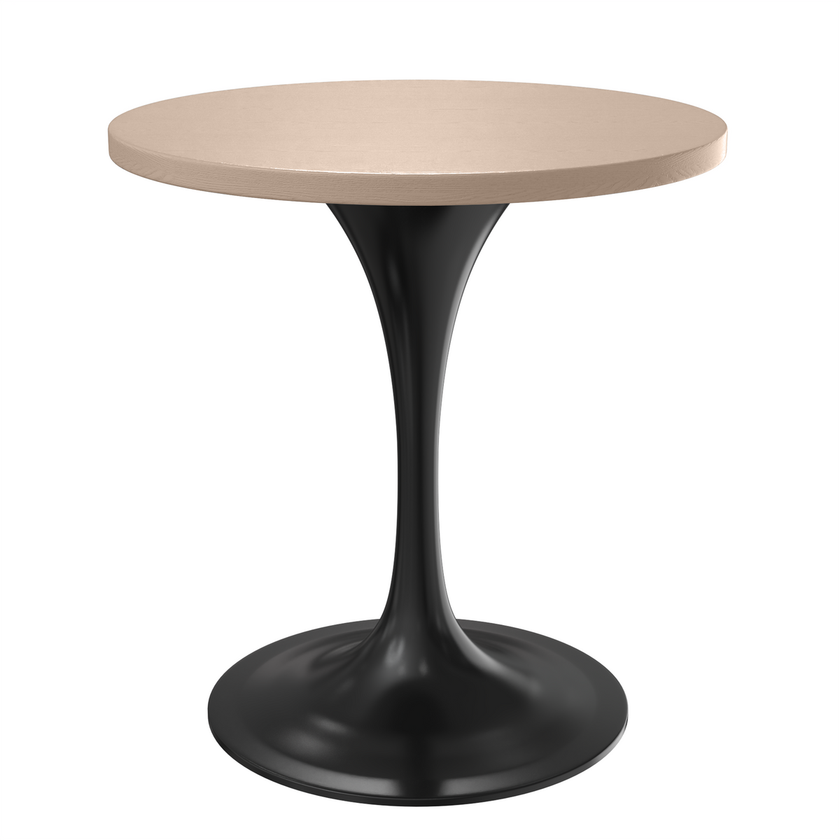 Verve Round Dining Table with MDF/Sintered Stone/Resin Tabletop in Black Stainless Steel Pedestal Base MDF 27 Inch Natural Wood Dining Table Leisuremod