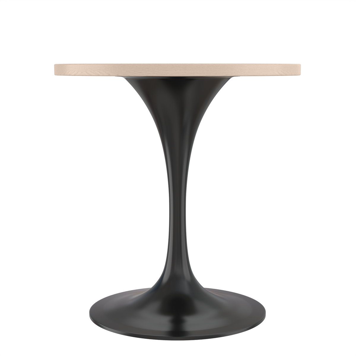 Verve Round Dining Table with MDF/Sintered Stone/Resin Tabletop in Black Stainless Steel Pedestal Base MDF 27 Inch Natural Wood Dining Table Leisuremod