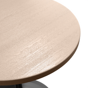 Verve Round Dining Table with MDF/Sintered Stone/Resin Tabletop in Black Stainless Steel Pedestal Base MDF 27 Inch Natural Wood Dining Table Leisuremod