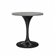Verve Round Dining Table with MDF/Sintered Stone/Resin Tabletop in Black Stainless Steel Pedestal Base Resin 27 Inch White Resin Dining Table Leisuremod