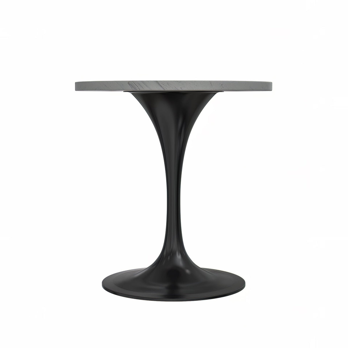 Verve Round Dining Table with MDF/Sintered Stone/Resin Tabletop in Black Stainless Steel Pedestal Base Resin 27 Inch White Resin Dining Table Leisuremod