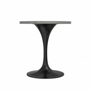 Verve Round Dining Table with MDF/Sintered Stone/Resin Tabletop in Black Stainless Steel Pedestal Base Resin 27 Inch White Resin Dining Table Leisuremod
