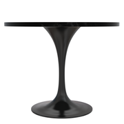 Verve Round Dining Table with MDF/Sintered Stone/Resin Tabletop in Black Stainless Steel Pedestal Base MDF 36 Inch Black Dining Table Leisuremod