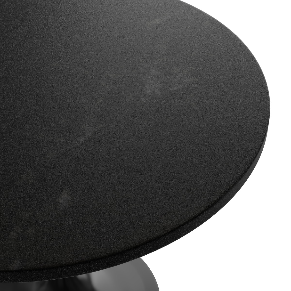 Verve Round Dining Table with MDF/Sintered Stone/Resin Tabletop in Black Stainless Steel Pedestal Base MDF 36 Inch Black Dining Table Leisuremod