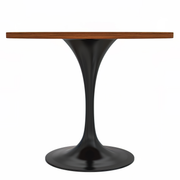 Verve Round Dining Table with MDF/Sintered Stone/Resin Tabletop in Black Stainless Steel Pedestal Base MDF 36 Inch Cognac Brown Dining Table Leisuremod