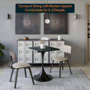 LeisureMod Verve Collection 24"Square Dining Table, Black/White/Brushed Gold Base with Black MDF Top - Elax Furniture