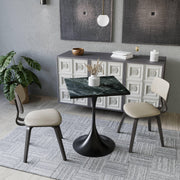 LeisureMod Verve Collection 24"Square Dining Table, Black/White/Brushed Gold Base with Black MDF Top - Elax Furniture