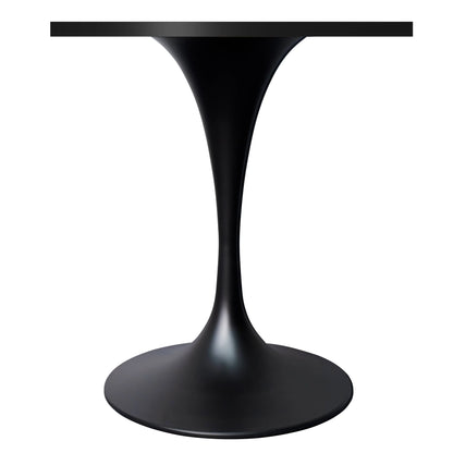 LeisureMod Verve Collection 24"Square Dining Table, Black/White/Brushed Gold Base with Black MDF Top - Elax Furniture