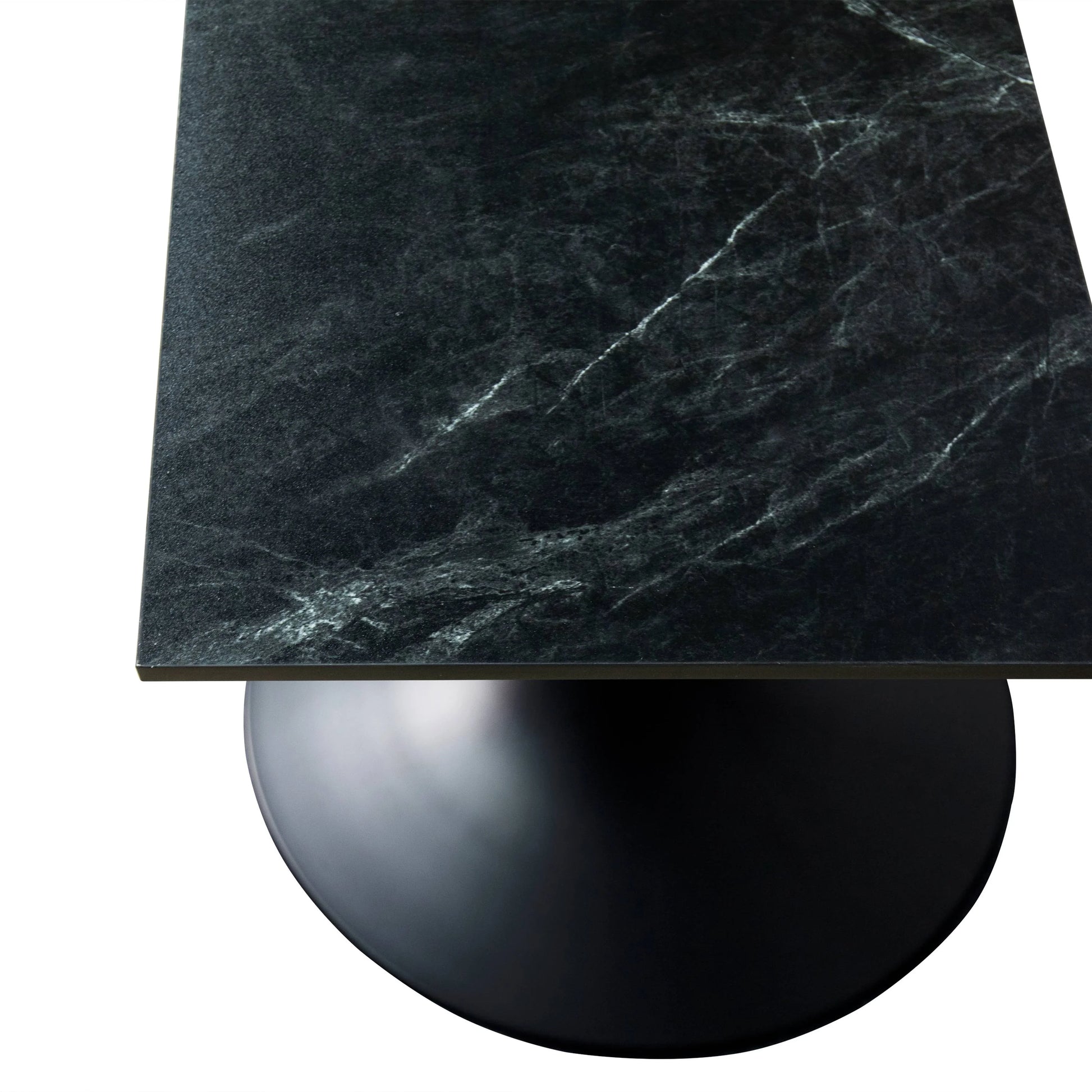 LeisureMod Verve Collection 24"Square Dining Table, Black/White/Brushed Gold Base with Black MDF Top - Elax Furniture