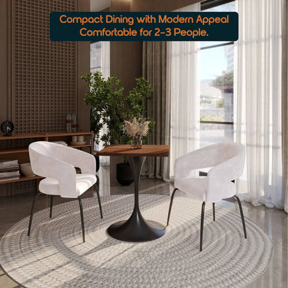 LeisureMod Verve Collection 24"Square Dining Table, Black/White/Brushed Gold Base with Black MDF Top - Elax Furniture