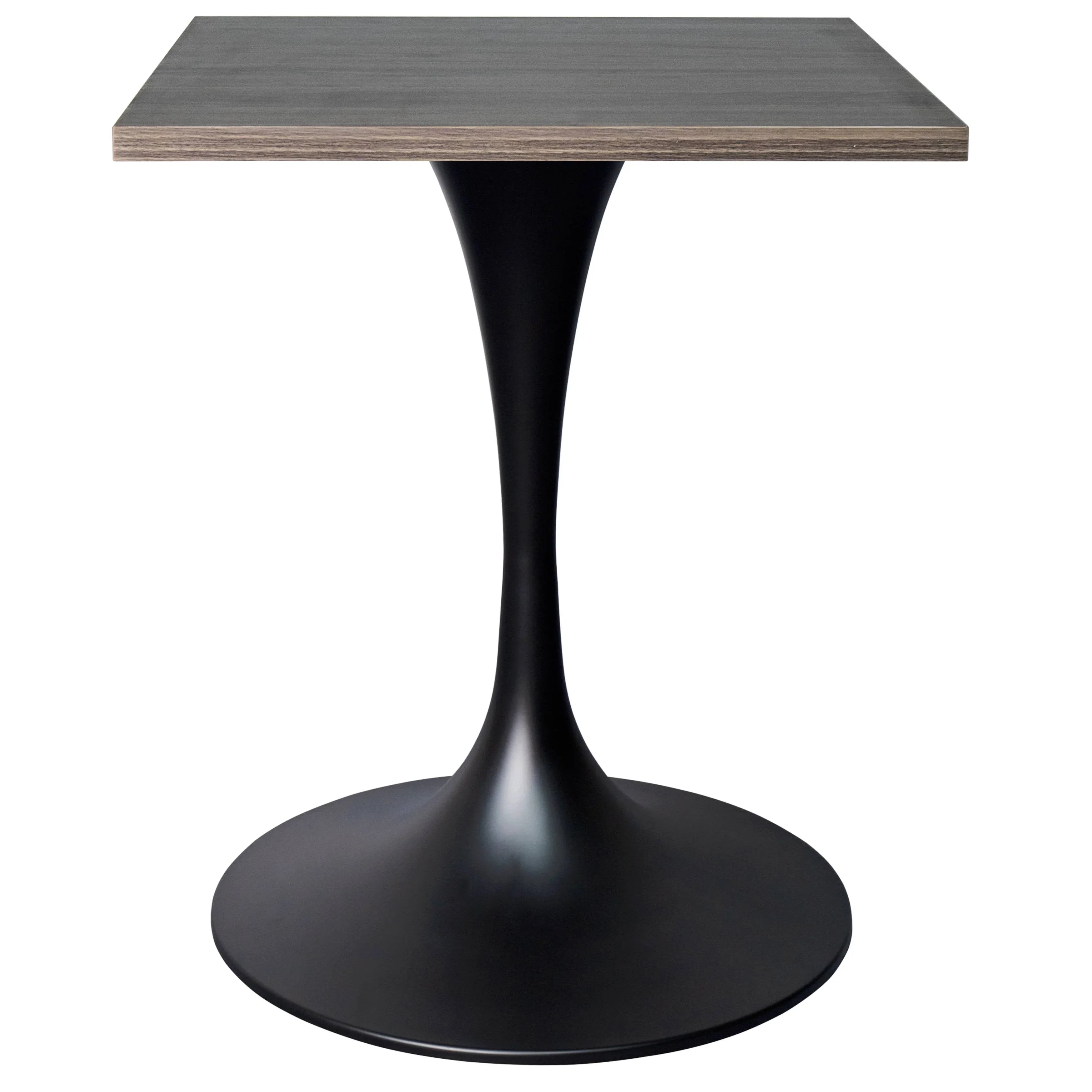 LeisureMod Verve Collection 24"Square Dining Table, Black/White/Brushed Gold Base with Black MDF Top - Elax Furniture
