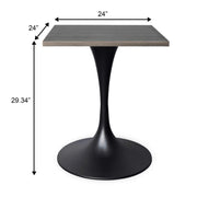LeisureMod Verve Collection 24"Square Dining Table, Black/White/Brushed Gold Base with Black MDF Top - Elax Furniture