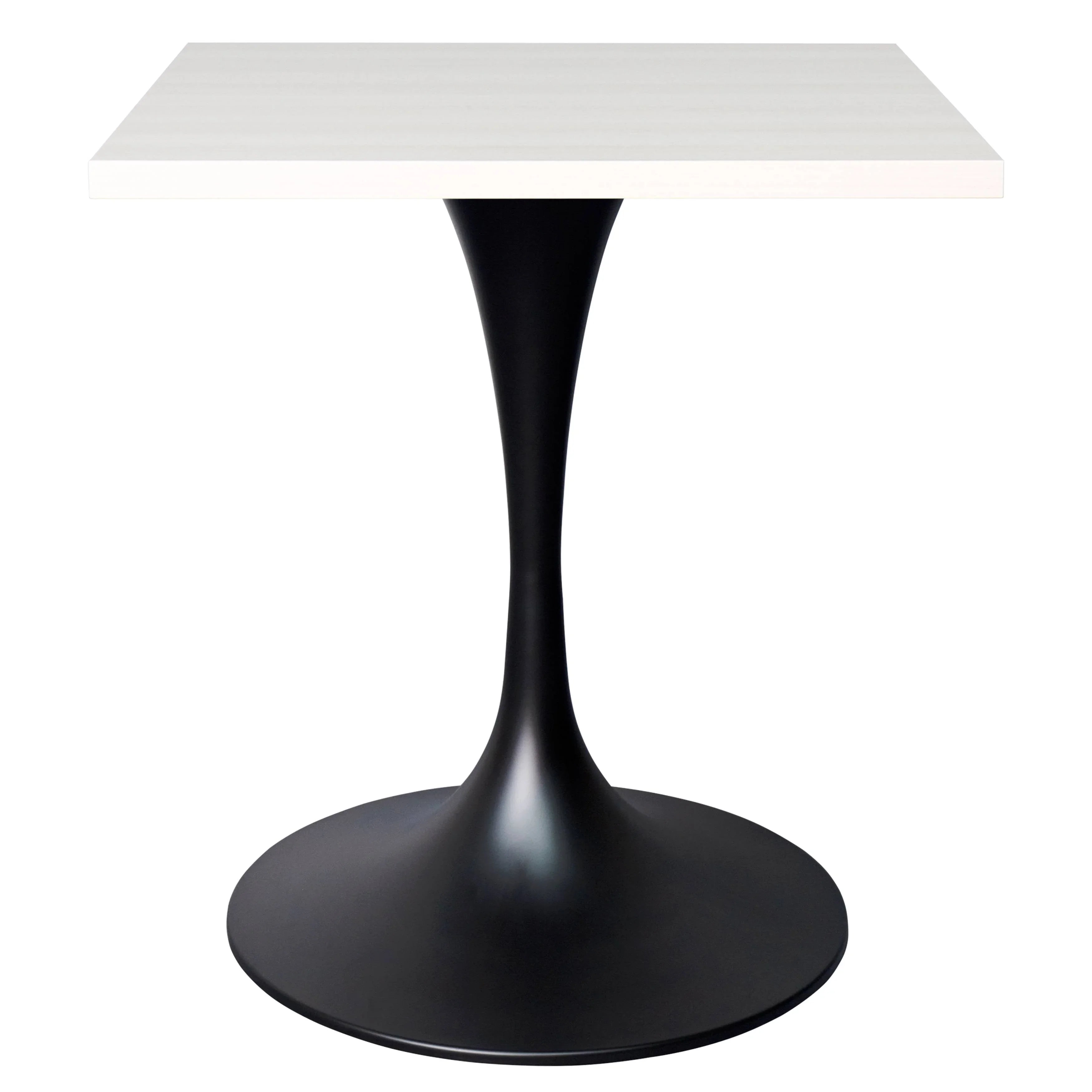 LeisureMod Verve Collection 24"Square Dining Table, Black/White/Brushed Gold Base with Black MDF Top - Elax Furniture