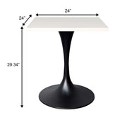 LeisureMod Verve Collection 24"Square Dining Table, Black/White/Brushed Gold Base with Black MDF Top - Elax Furniture