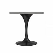 Verve Square Dining Table with a Laminated White Marbleized Tabletop and Black Stainless Steel Base - Elax Furniture