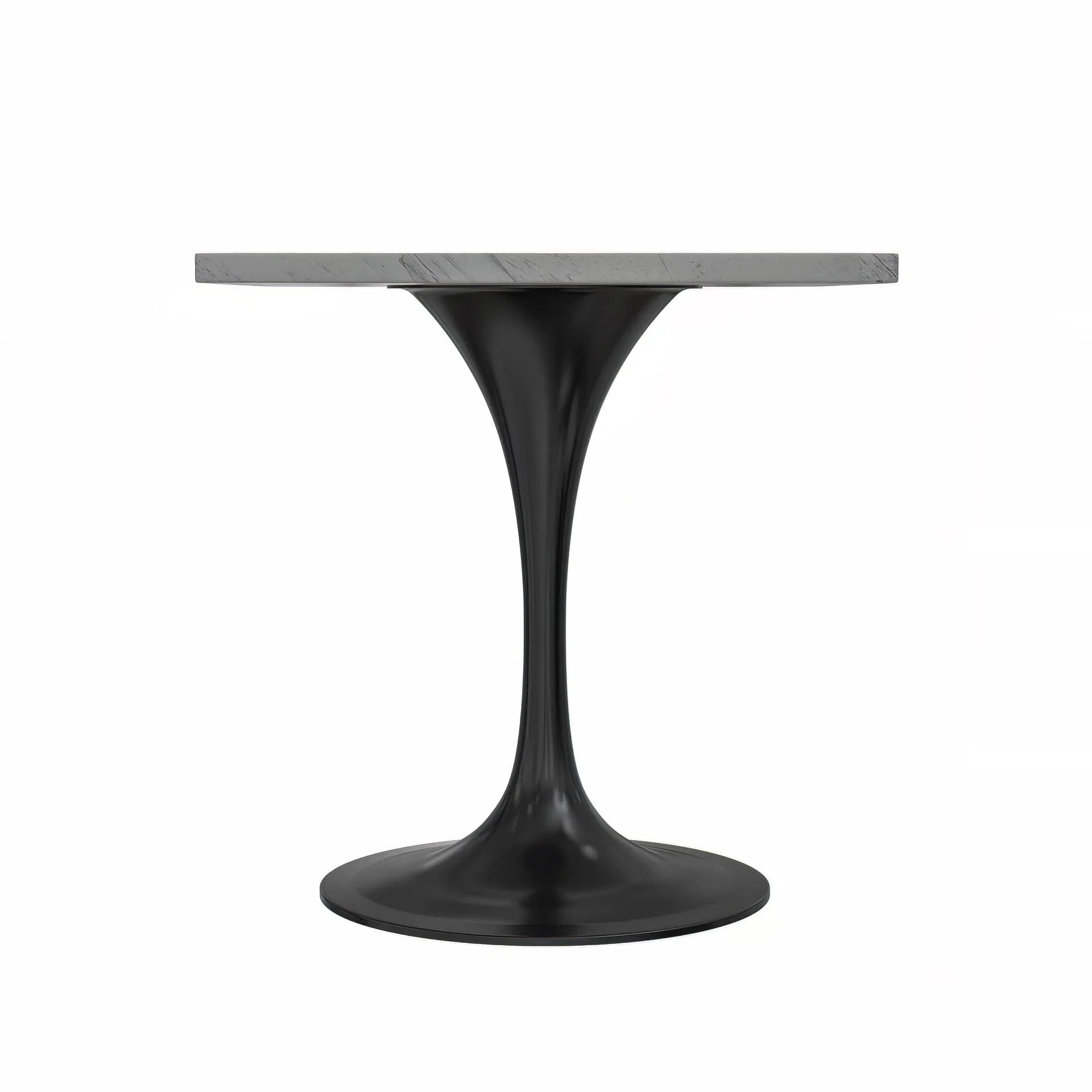 Verve Square Dining Table with a Laminated White Marbleized Tabletop and Black Stainless Steel Base - Elax Furniture