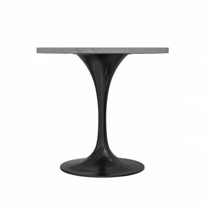 Verve Square Dining Table with a Laminated White Marbleized Tabletop and Black Stainless Steel Base - Elax Furniture