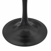 Verve Square Dining Table with a Laminated White Marbleized Tabletop and Black Stainless Steel Base - Elax Furniture