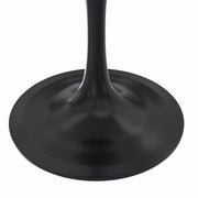 Verve Collection 24"Square Dining Table, Black/White/Brushed Gold Base with MDF Top 36 Inch Black Marbled White Resin Dining Table Leisuremod