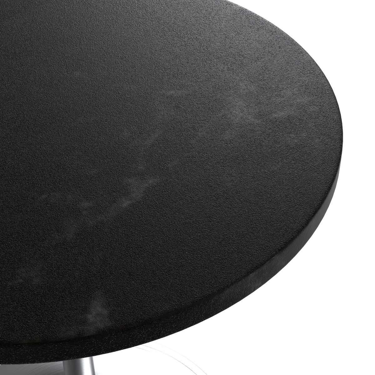 Verve Round Dining Table with MDF/Sintered Stone/Resin Tabletop in Silver Stainless Steel Pedestal Base MDF 27 Inch Black MDF Dining Table Leisuremod