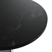 Verve Round Dining Table with MDF/Sintered Stone/Resin Tabletop in Silver Stainless Steel Pedestal Base MDF 27 Inch Black MDF Dining Table Leisuremod
