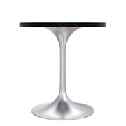 Verve Round Dining Table with MDF/Sintered Stone/Resin Tabletop in Silver Stainless Steel Pedestal Base MDF 27 Inch Black MDF Dining Table Leisuremod