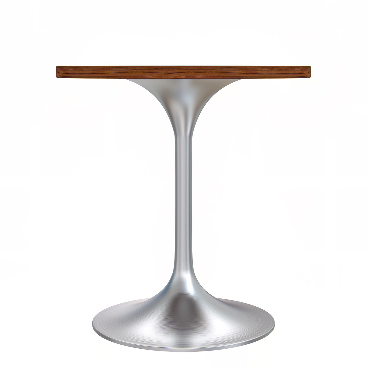 Verve Round Dining Table with MDF/Sintered Stone/Resin Tabletop in Silver Stainless Steel Pedestal Base MDF 27 Inch Cognac Brown Dining Table Leisuremod