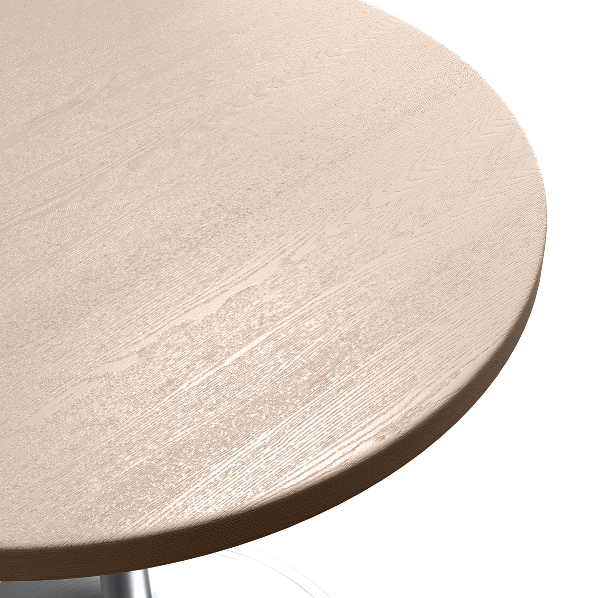 Verve Round Dining Table with MDF/Sintered Stone/Resin Tabletop in Silver Stainless Steel Pedestal Base MDF 27 Inch Natural Wood Dining Table Leisuremod