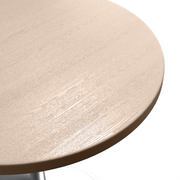 Verve Round Dining Table with MDF/Sintered Stone/Resin Tabletop in Silver Stainless Steel Pedestal Base MDF 27 Inch Natural Wood Dining Table Leisuremod