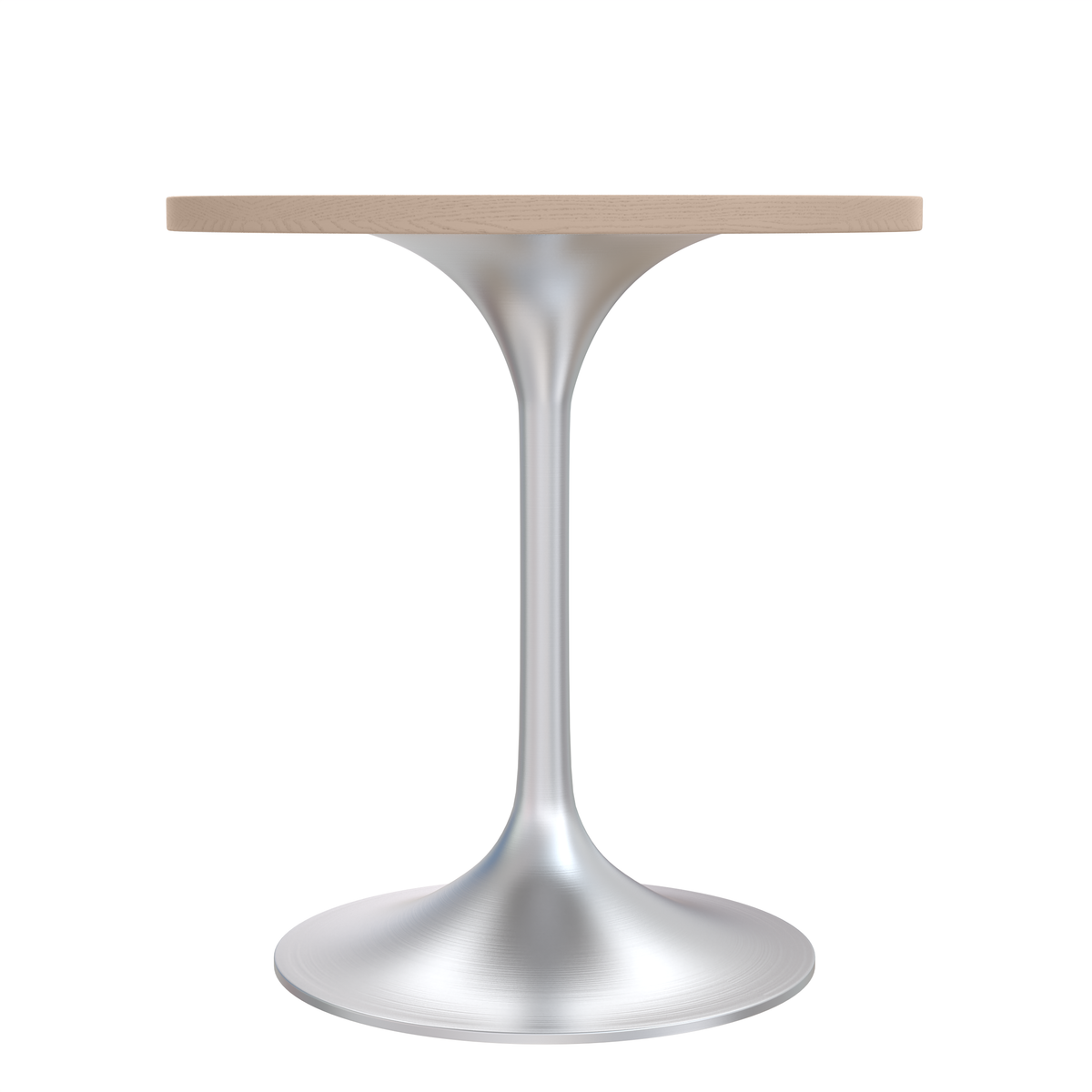 Verve Round Dining Table with MDF/Sintered Stone/Resin Tabletop in Silver Stainless Steel Pedestal Base MDF 27 Inch Natural Wood Dining Table Leisuremod