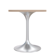 Verve Round Dining Table with MDF/Sintered Stone/Resin Tabletop in Silver Stainless Steel Pedestal Base MDF 27 Inch Natural Wood Dining Table Leisuremod