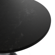 Verve Round Dining Table with MDF/Sintered Stone/Resin Tabletop in Silver Stainless Steel Pedestal Base MDF 36 Inch Black MDF Dining Table Leisuremod