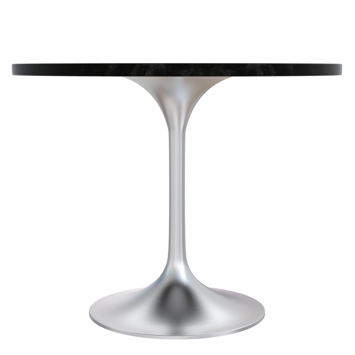 Verve Round Dining Table with MDF/Sintered Stone/Resin Tabletop in Silver Stainless Steel Pedestal Base MDF 36 Inch Black MDF Dining Table Leisuremod