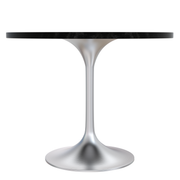Verve Round Dining Table with MDF/Sintered Stone/Resin Tabletop in Silver Stainless Steel Pedestal Base MDF 36 Inch Black MDF Dining Table Leisuremod