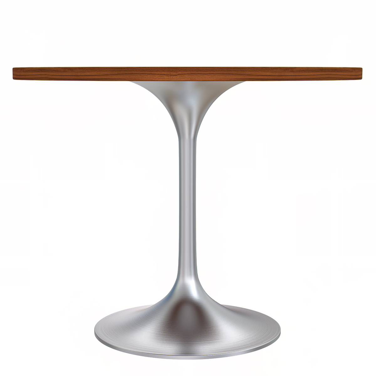 Verve Round Dining Table with MDF/Sintered Stone/Resin Tabletop in Silver Stainless Steel Pedestal Base MDF 36 Inch Cognac Brown Dining Table Leisuremod