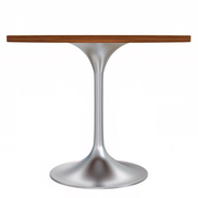 Verve Round Dining Table with MDF/Sintered Stone/Resin Tabletop in Silver Stainless Steel Pedestal Base MDF 36 Inch Cognac Brown Dining Table Leisuremod