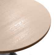 Verve Round Dining Table with MDF/Sintered Stone/Resin Tabletop in Silver Stainless Steel Pedestal Base MDF 36 Inch Natural Wood Dining Table Leisuremod