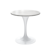 Verve Round Dining Table with MDF/Sintered Stone/Resin Tabletop in White Stainless Steel Pedestal Base