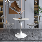 Verve Round Dining Table with MDF/Sintered Stone/Resin Tabletop in White Stainless Steel Pedestal Base