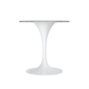 Verve Round Dining Table with MDF/Sintered Stone/Resin Tabletop in White Stainless Steel Pedestal Base