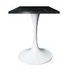 LeisureMod Verve Collection 24"Square Dining Table, Black/White/Brushed Gold Base with Black MDF Top